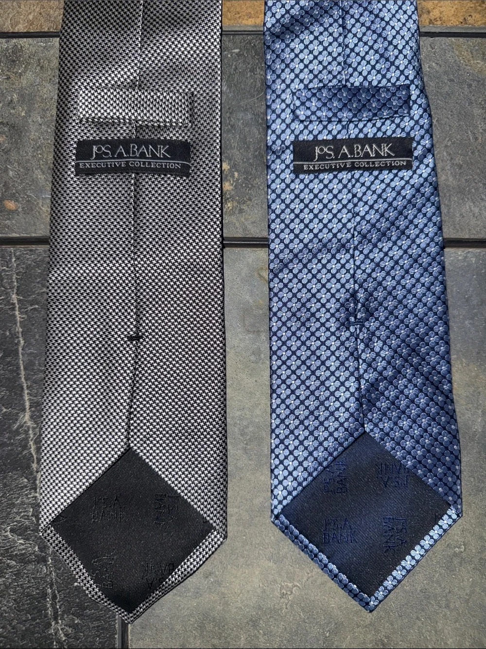 Jos A Bank Executive Collection Silk Tie Bundle Rust Silver Blue Geometric 3pc